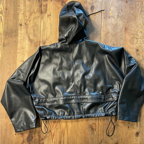 Hudson Sport Vegan Leather Zip Hooded Jacket - Picture 5 of 6